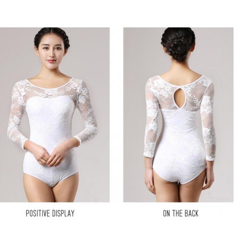 white lace leotard