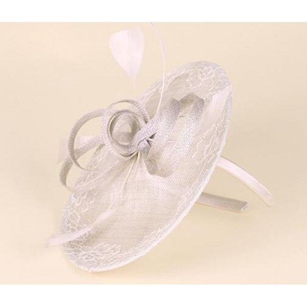 Light gray silver Women's bride red sinamay pillbox hat fedoras wedding ...