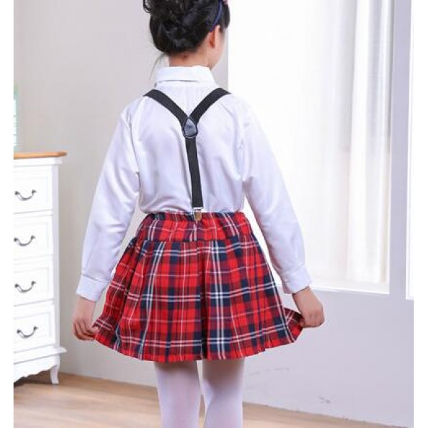 Black And White Red Plaid England Style Fashion Girls Kids