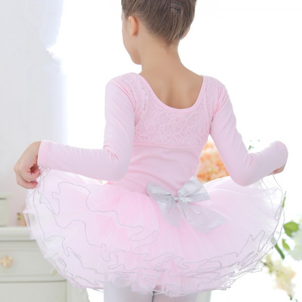 Light pink lace patchwork cotton long sleeves girls kids children ...