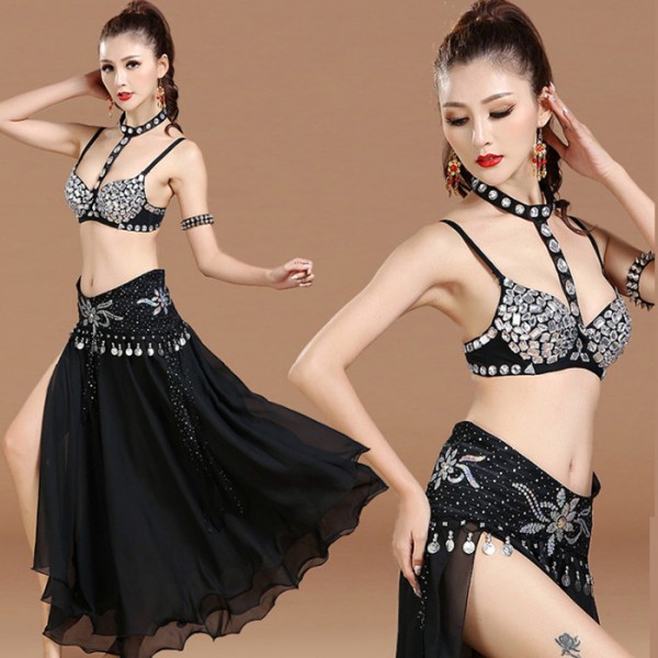 Women Sexy Gold Chains Costume Outfit Stage Performance Nightclub show Bra  Chains Short