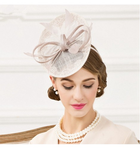 Fedoras & Hats : Light gray silver Women's bride red sinamay pillbox ...