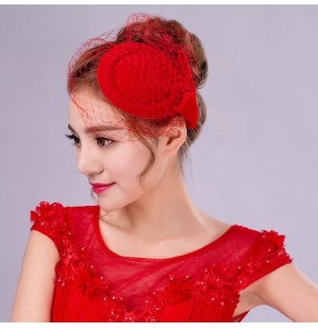 Red wool handmade England style fashion bowknot pillbox hats women's ladies wedding party bridal church fascinators top veil hats fedoras