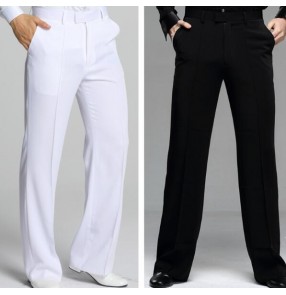 White black plus size straight men's male competition performance professional ballroom tango latin dancing long pants trousers with pocket