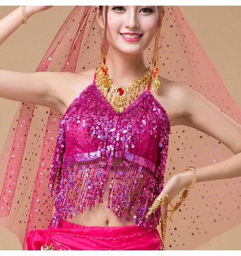 Yellow Red Belly Dance Costumes Senior Sexy Colors Stones Sequins Belly Dance Bra For Women