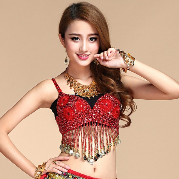 Belly Dance Bra with Coins Bellydance Top Clothing Costume India Dancing  Tops Clothes For Dancing