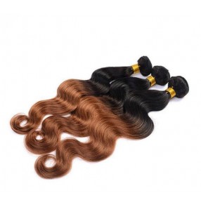 Brazilian Body Wave Hair Weave Bundles 1pc Remy Hair 100% Human Hair Bundles 10-28 Inch Ombre hair dark root Natural Color 