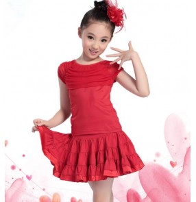 child Black and red  Latin Dance Ballroom Girls Samba salsa dresses Costumes Children tango dress for kids latino cha cha
