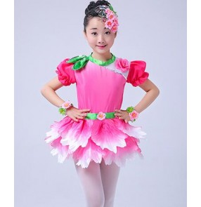 Fuchsia hot pink gradient colored girls kids children petal performance jazz singers dancers dresses outfits