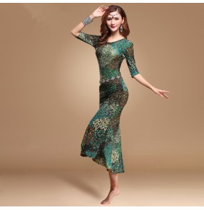 Girls belly dance clothes Green peacock dance dress for women belly dance dress lady fashion dress M/L dance clothing