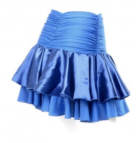  Lady Latin Dance Skirt For Womens Royal blue ruffles Latin Dance Dress Competition/Practice Dancewear skirts