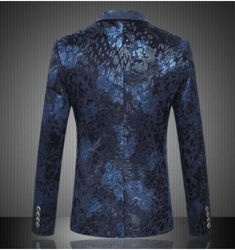 CostumeFlower singers dancers jazz Print Blazer Jacket Blue Groomsmen ...