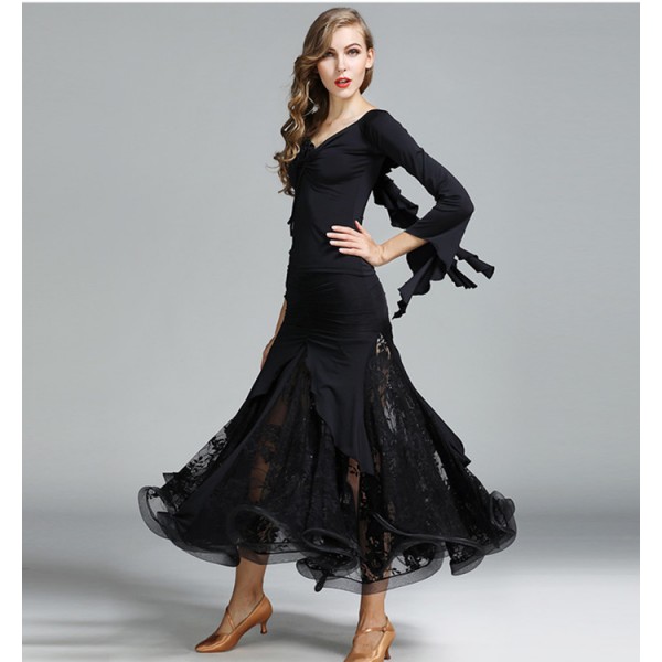 Dark green black wine Ballroom Dance Dresses Standard Stage Costume ...