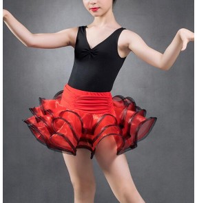 Black and red and royal blue patchwork sleeveless leotards top competition practice performance latin salsa cha cha dance dresses 