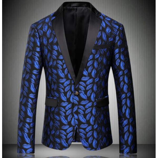 Mans Mens Blazers Casual Slim Fit Suit Royal blue jazz Jacket Coat Mans ...