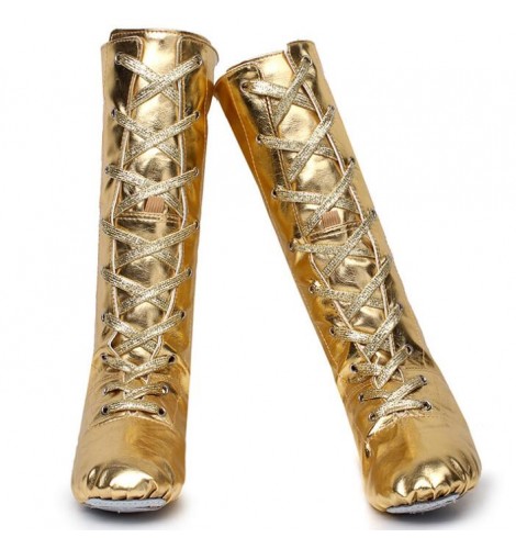 Women's High Jazz Dance Boots silver gold boy girl modern dance singers ...