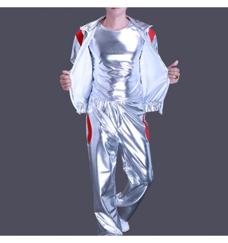 Men's Dance Wear : Men's hiphop street dance costumes silver male ...