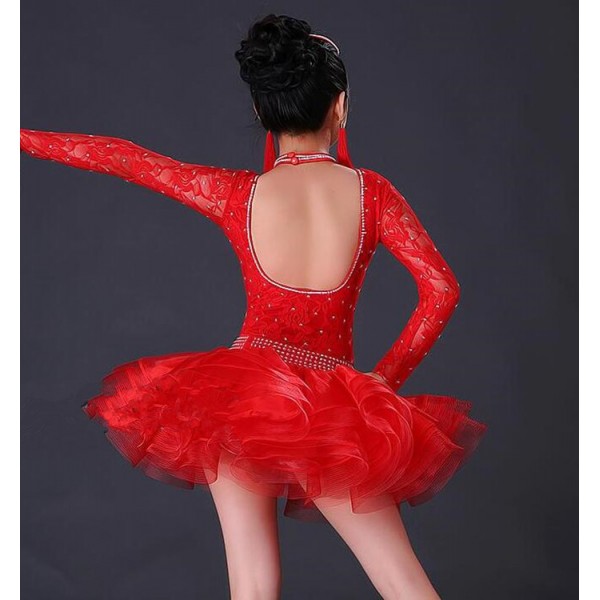  Beaded Latin Dance Dress Women Cha Cha Performance