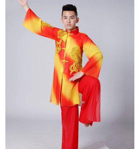 Men's chinese folk dance costumes china style tai chi martial kungfu ...