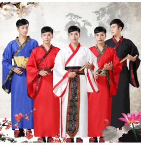 Ancient Chinese Costume Men Stage Performance Outfit for Dynasty Men's male Hanfu Chinese folk cosplay Costume Satin Robe Chinese Traditional Dresses 