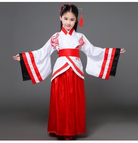 Chinese Folk dance costumes for kids children girls Korean Japanese fairy anime drama cosplay show performance kimono robes dresses