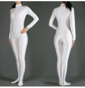 Cosplay Women's white lycra singer jazz ds dance costume bodysuits