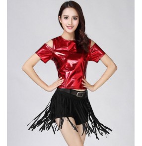 Girls hiphop modern street dance costumes women's female stage performance jazz singers dancers cheer leaders outfits