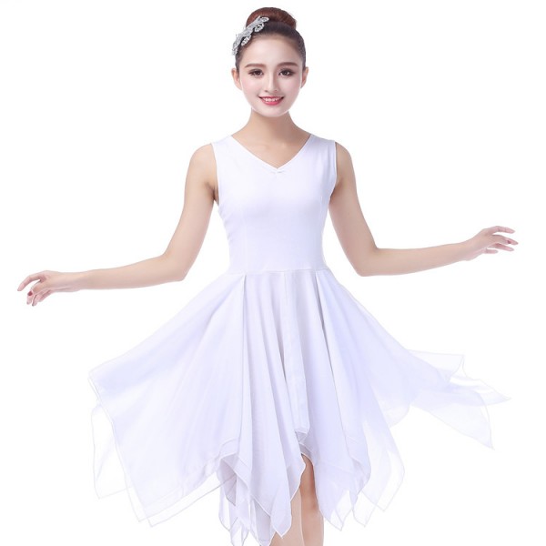 Women's modern dance ballet dress white color stage performance female ...