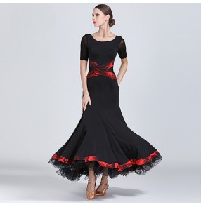Women's ballroom dresses competition black stage performance waltz tango chacha dancing outfits