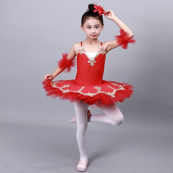 Kids little swan lake ballet dance dresses children tutu skirt pancake ...