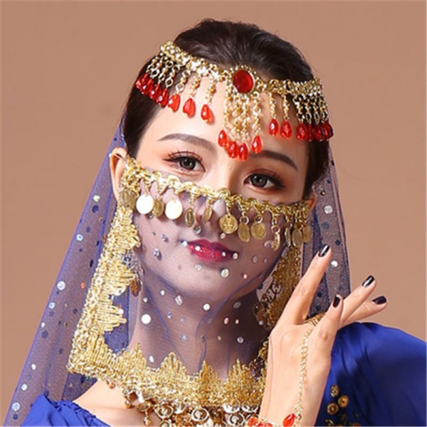 Women's indian belly dance veil mask stage performance dance accessory ...