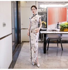 Chinese dress traditional retro qipao dress floral evening party dress shooting model show drama cospaly chonesam dress