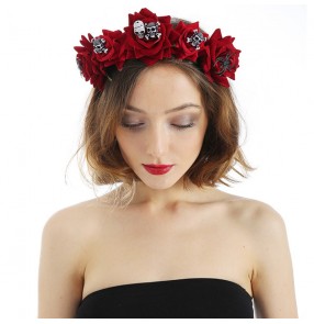  Simulation velvet rose flower headband Halloween party performance cosplay hair clip  ladies hair accessories headdress