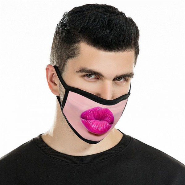 2pcs Sexy Lips Pattern Cotton Reusable Face Masks For Unisex Dust Proof Fashion Sexy Lovers