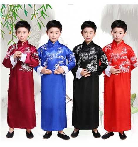 Boy chinese folk dance costumes kids ancient traditional qipao dress ...