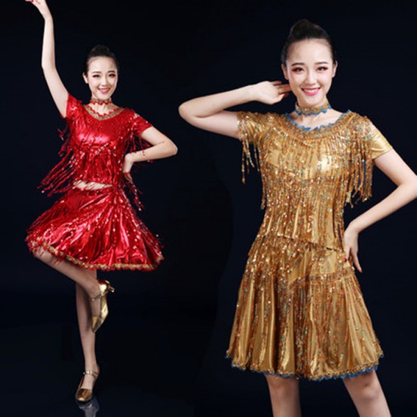Sequin Square Dance Wear for Women Modern Dance Dress Ballroom