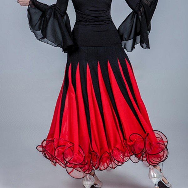 Ballroom Dance Wear : Women's black with red flamenco ballroom dancing ...