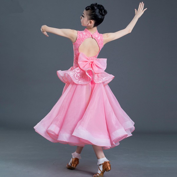 Girls light pink ballroom dancing dresses kids children ballroom waltz ...