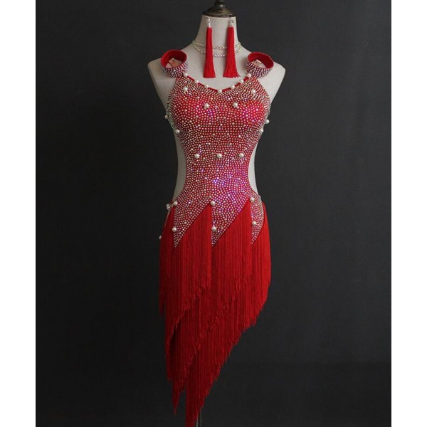 Latin Dance Dresses : Custom size handmade Women's rhinestones latin ...