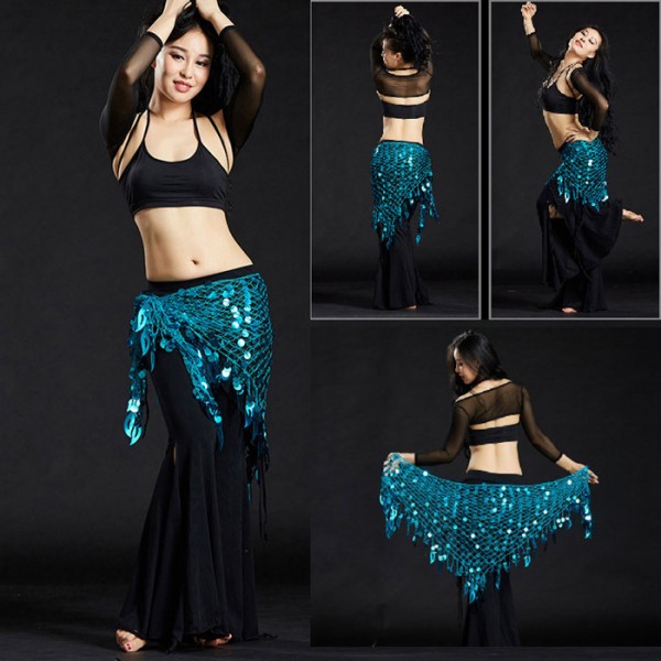 Rainbow gold Belly Dance Tassel coins Sequins Belt Belly Dance Hip ...