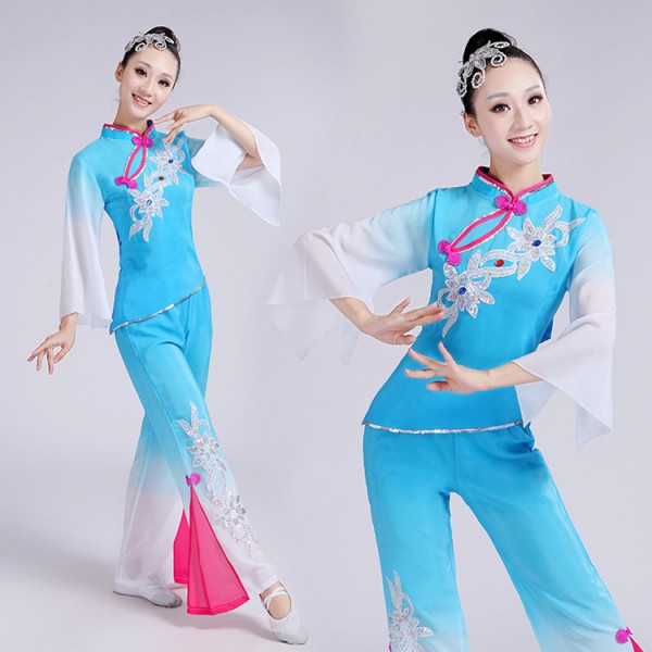 women chinese dragon chinese folk dance costumes ancient traditional square  dance clothing dragon square dance yangge umbrella fan dance clothes for