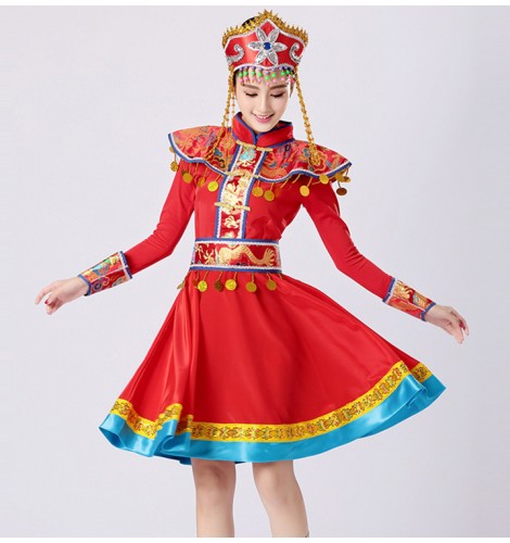 Women's girls Mongolian dance costumes Chinese traditional Mongolia ...