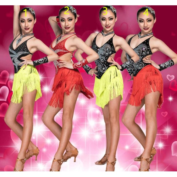 New Latin Dance Costume Performance Competition Costume Rumba Cha Cha Dance  Costume Female Professional Customization, Red, 3-5T : : Clothing,  Shoes & Accessories