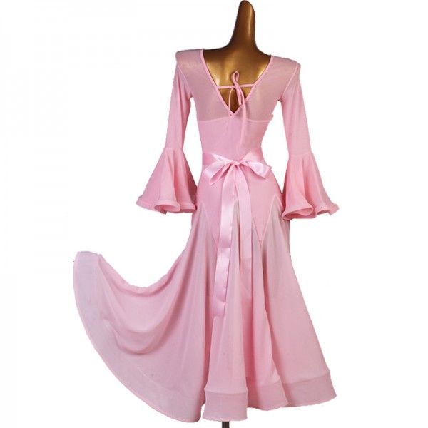 Pink ballroom dancing dresses for women girls waltz tango dance dresses ...