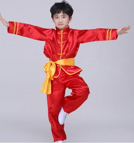 Boy's Kids Kungfu Wushu Chinese Folk Dance Costumes Martial Dragon 