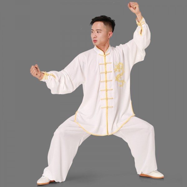 Men's Chinese dragon taichi kungfu uniforms fitness wushu martial art ...