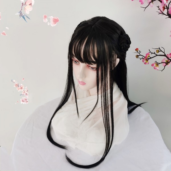 Girl Wig Men cartoon Cosplay long straight hair ancient Hanfu waist