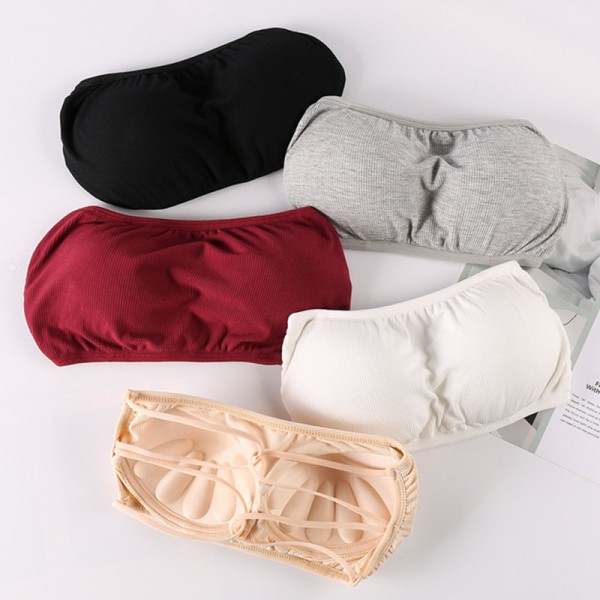 Women's strapless bra top wireless anti-slip underwear top wrap chest with bra  pad for female