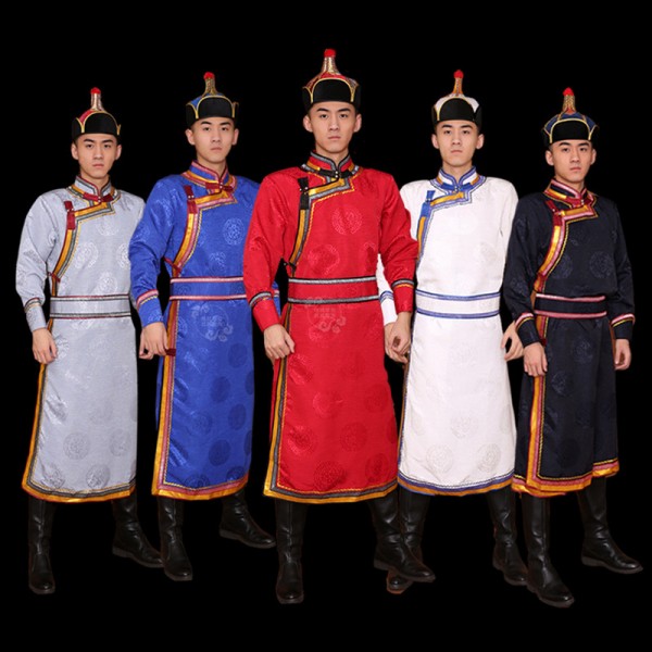 Men's Mongolian robe long Mongolian dance performance costume Mongolian ...