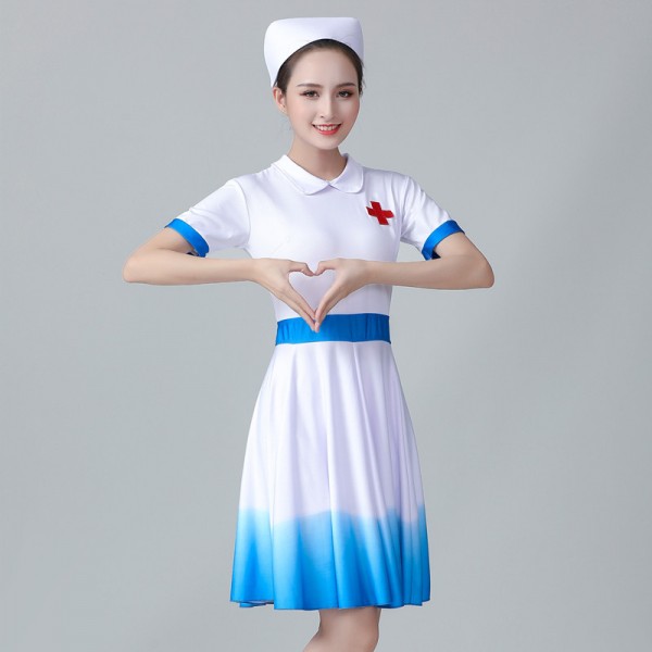 women's Nurse doctor dance performance dress modern dance performance group dance  costumes female gradient dance clothes